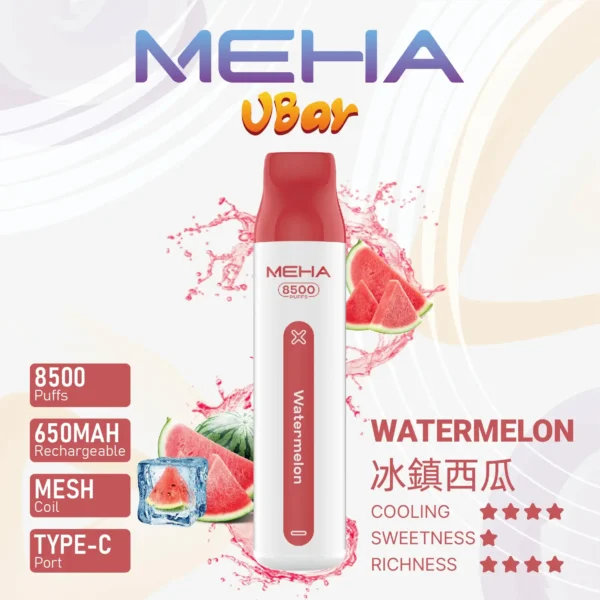 MEHA VBar 魅嗨小白條8500口拋棄式電子煙｜650mAh電池 3%尼古丁鹽 Mesh霧化技術 台灣現貨