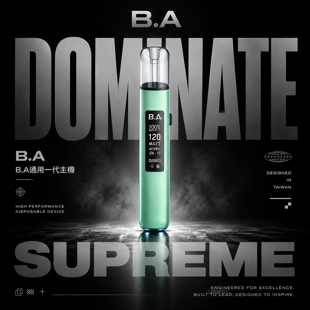 ChatGPT Image 2026年6月18日 上午01_24_11 B.A Smart Vape Bar 一代電子煙主機|RGB燈效設計 電量顯示螢幕 Type-C快充 一代煙彈相容 台灣現貨