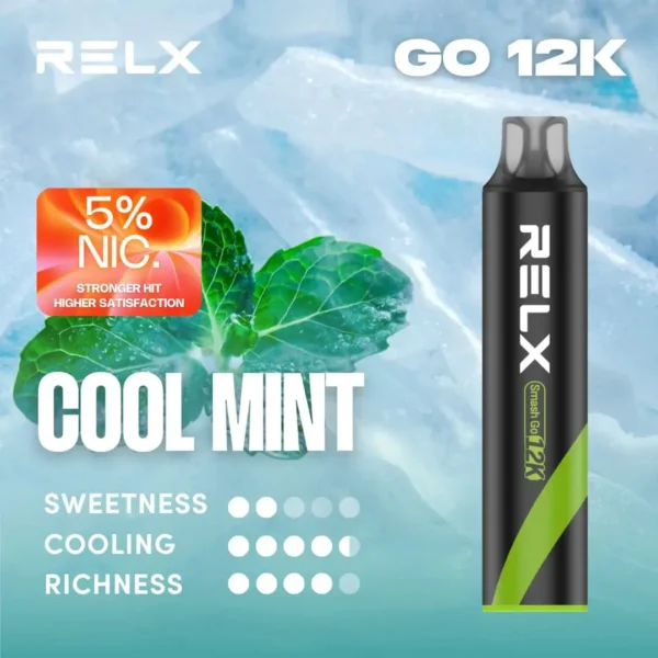 Cool-Mint-5 RELX Smash Go 12000口電子煙|15ml大容量 400mAh續航 5%尼古丁鹽 拋棄式電子煙 台灣現貨