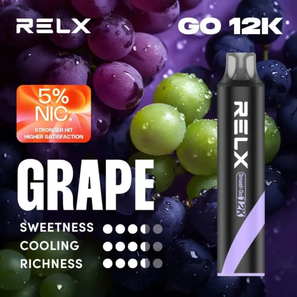 Grape-5 RELX Smash Go 12000口電子煙|15ml大容量 400mAh續航 5%尼古丁鹽 拋棄式電子煙 台灣現貨
