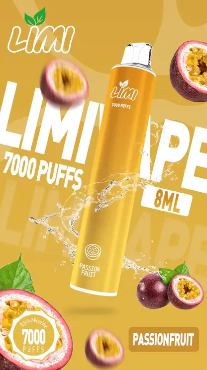 LIMI拋棄式一次性7000口 (4) LIMI 7000口拋棄式電子煙|3.5%尼古丁鹽 650mAh電池 LED發光設計 可充電式 台灣現貨