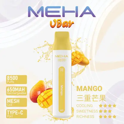 MEHA VBar 魅嗨小白條8500口拋棄式電子煙｜650mAh電池 3%尼古丁鹽 Mesh霧化技術 台灣現貨