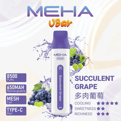 MEHA VBar 魅嗨小白條8500口拋棄式電子煙｜650mAh電池 3%尼古丁鹽 Mesh霧化技術 台灣現貨