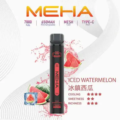 MEHA XBAR 拋棄式 7000口小黑條 (2) MEHA XBAR 魅嗨小黑條7000口拋棄式電子煙|3%尼古丁鹽 850mAh電池 Mesh霧化技術 台灣現貨