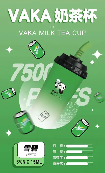 VAKA 奶茶杯7500口拋棄式電子煙｜15ml油倉 600mAh電池 3%尼古丁鹽 奶茶／水果風味 台灣現貨